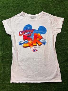 Disney Cruise Line Castaway Cay 5K T-Shirt Size L White Graphic Tee